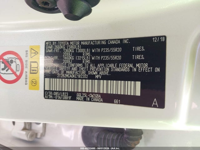Aukcja sprzedaży 2019 Lexus Rx 350, vin: 2T2BZMCA0KC182202, numer aukcji: 45232495