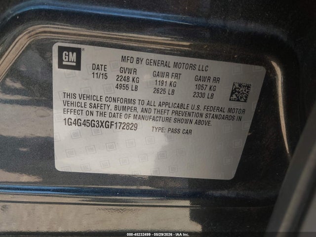 2016 Buick Lacrosse Sport Touring მანქანა იყიდება აუქციონზე, vin: 1G4G45G3XGF172829, აუქციონის ნომერი: 45232499