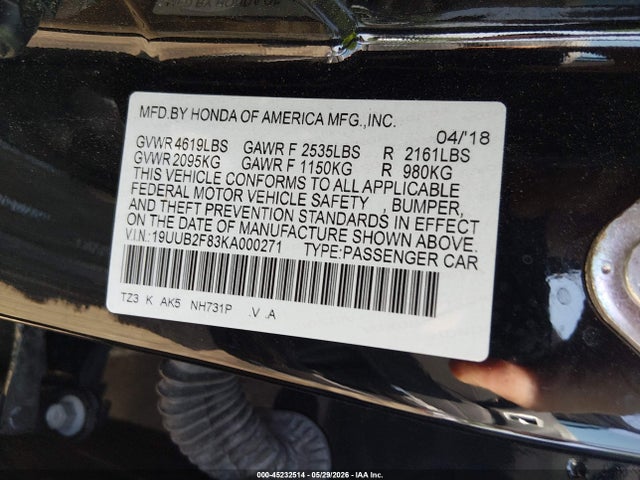 Продажа на аукционе авто 2019 Acura Tlx Advance Pkg, vin: 19UUB2F83KA000271, номер лота: 45232514
