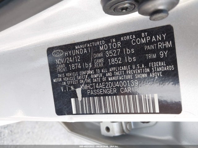 Продаж на аукціоні авто 2013 Hyundai Accent Gls, vin: KMHCT4AE2DU400139, номер лоту: 45232522