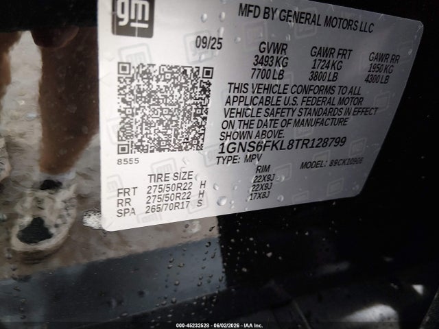 1GNS6FKL8TR128799 Chevrolet Suburban Premier