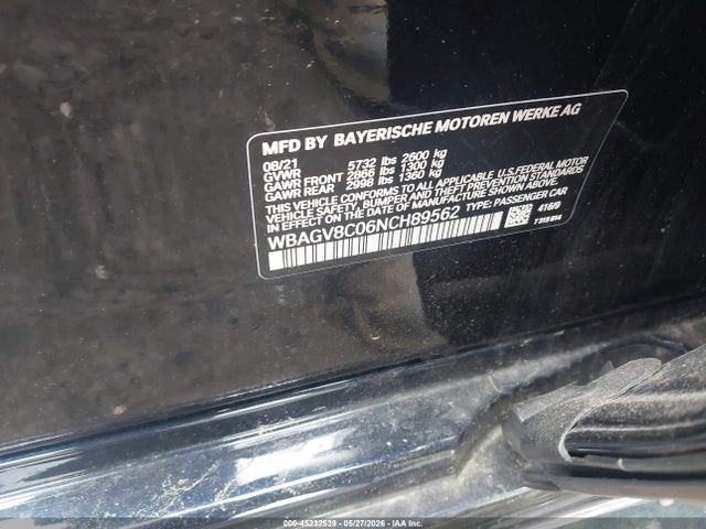 45232539 :رقم المزاد ، WBAGV8C06NCH89562 vin ، 2022 Bmw M850i Gtan Coupe Xdrive مزاد بيع