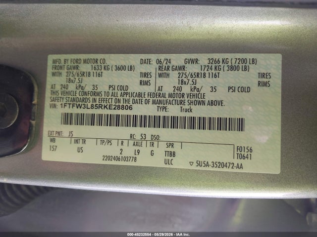 Ford F-150 Xlt 2024 1FTFW3L85RKE28806 Image 9