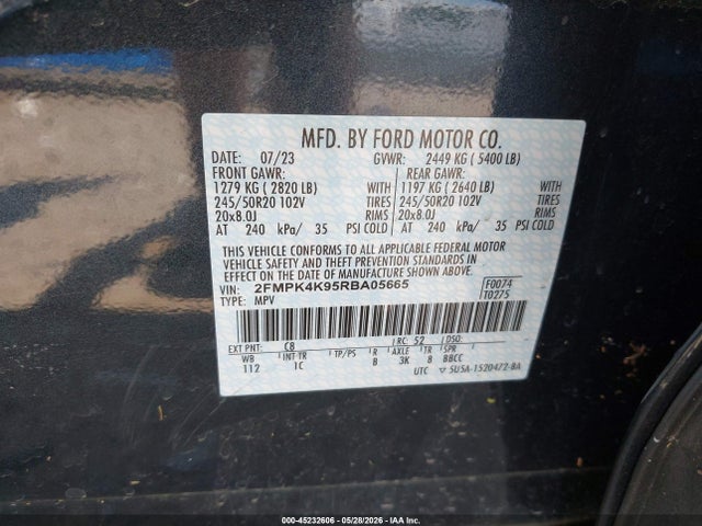 Aukcja sprzedaży 2024 Ford Edge Titanium, vin: 2FMPK4K95RBA05665, numer aukcji: 45232606