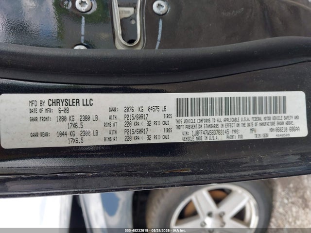 Продажа на аукционе авто 2008 Jeep Compass Sport, vin: 1J8FF47W58D783145, номер лота: 45232619