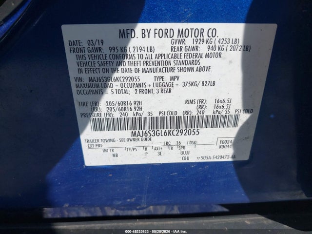 Ford Ecosport Se 2019 MAJ6S3GL6KC292055 Image 9