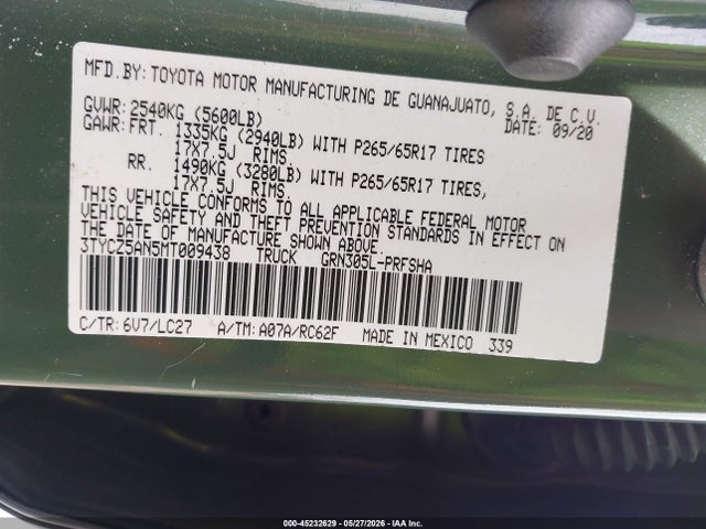 2021 Toyota Tacoma Trd Sport მანქანა იყიდება აუქციონზე, vin: 3TYCZ5AN5MT009438, აუქციონის ნომერი: 45232629