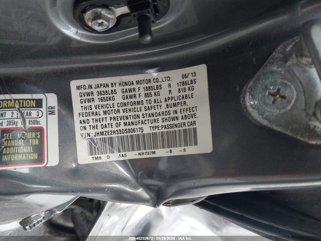 Aukcja sprzedaży 2013 Honda Insight, vin: JHMZE2H33DS006175, numer aukcji: 45232673