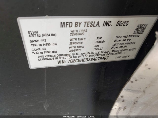 Tesla Cybertruck All-wheel Drive 2025 7G2CEHED2SA076407 Image 9