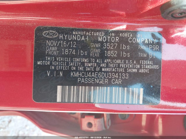 Продаж на аукціоні авто 2013 Hyundai Accent Gls, vin: KMHCU4AE6DU394133, номер лоту: 45232701