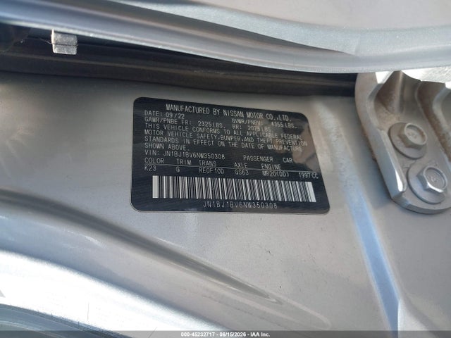 Продажа на аукционе авто 2022 Nissan Rogue Sport Sv Fwd Xtronic Cvt, vin: JN1BJ1BV6NW350308, номер лота: 45232717