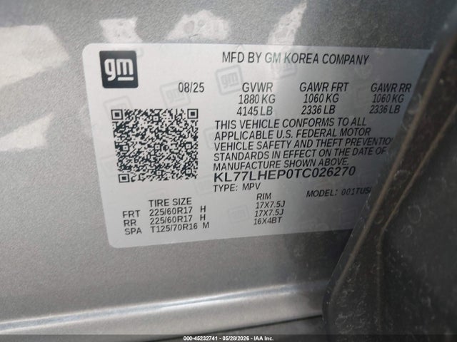KL77LHEP0TC026270 Chevrolet Trax Fwd Lt