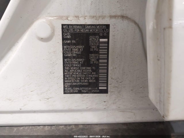 2015 Nissan Rogue Sv მანქანა იყიდება აუქციონზე, vin: KNMAT2MV2FP539913, აუქციონის ნომერი: 45232822