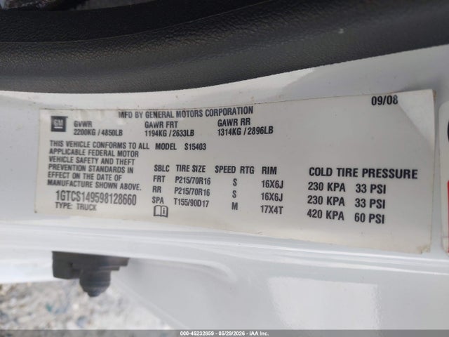 Продаж на аукціоні авто 2009 Gmc Canyon Work Truck, vin: 1GTCS149598128660, номер лоту: 45232859