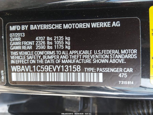 45232918 :رقم المزاد ، WBAVL1C59EVY13158 vin ، 2014 Bmw X1 Xdrive28i مزاد بيع