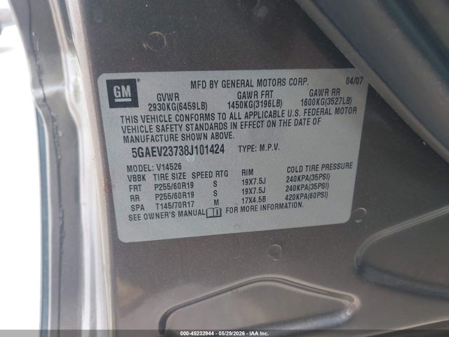 Aukcja sprzedaży 2008 Buick Enclave Cxl, vin: 5GAEV23738J101424, numer aukcji: 45232944