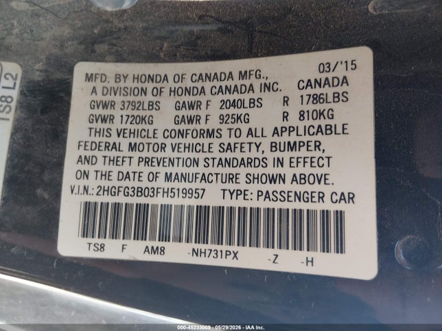 2HGFG3B03FH519957 Honda Civic Ex-l
