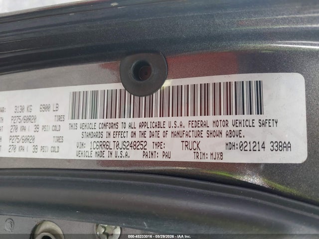 45233016 :رقم المزاد ، 1C6RR6LT0JS248252 vin ، 2018 Ram 1500 Big Horn  4x2 5'7 Box مزاد بيع