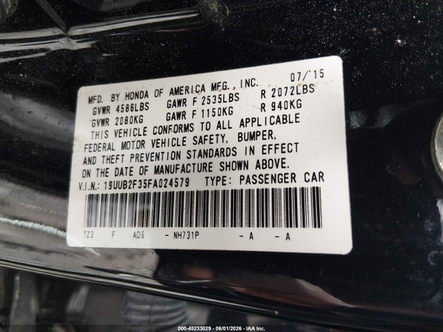 Продажа на аукционе авто 2015 Acura Tlx V6, vin: 19UUB2F35FA024579, номер лота: 45233029