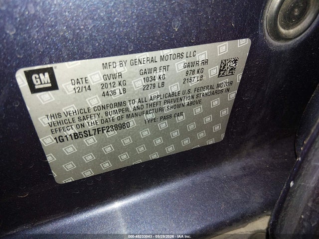1G11B5SL7FF238980 Chevrolet MALIBU LS