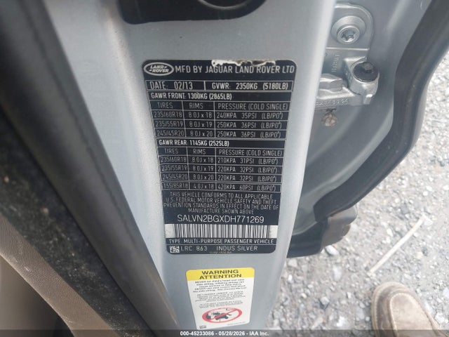 Aukcja sprzedaży 2013 Land Rover Range Rover Evoque Pure, vin: SALVN2BGXDH771269, numer aukcji: 45233086
