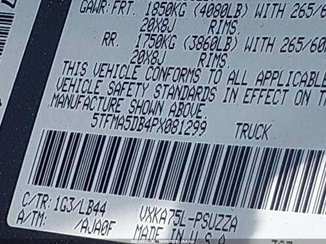 45233190 :رقم المزاد ، 5TFMA5DB4PX081299 vin ، 2023 Toyota Tundra 1794 Edition مزاد بيع