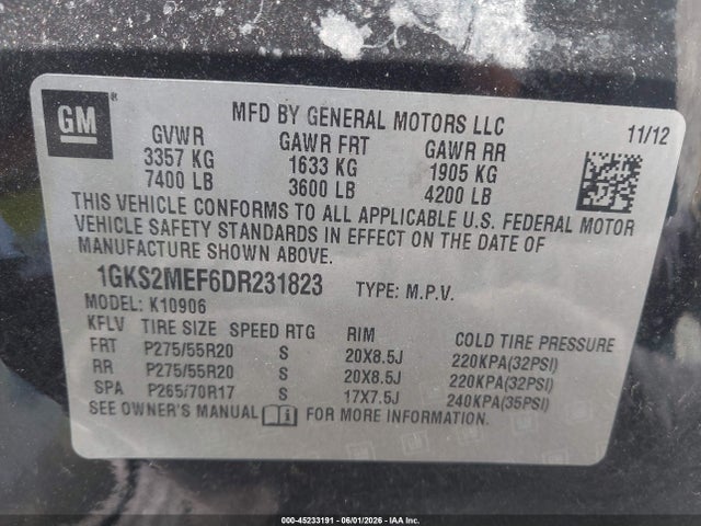 Aukcja sprzedaży 2013 Gmc Yukon Xl 1500 Denali, vin: 1GKS2MEF6DR231823, numer aukcji: 45233191