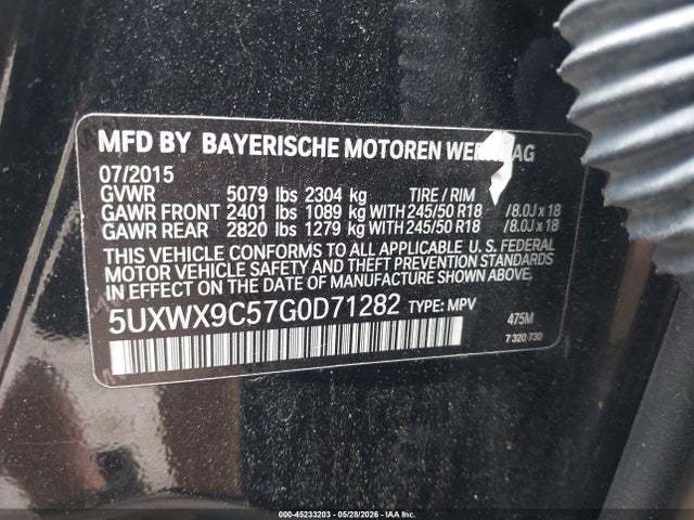 2016 Bmw X3 Xdrive28i მანქანა იყიდება აუქციონზე, vin: 5UXWX9C57G0D71282, აუქციონის ნომერი: 45233203