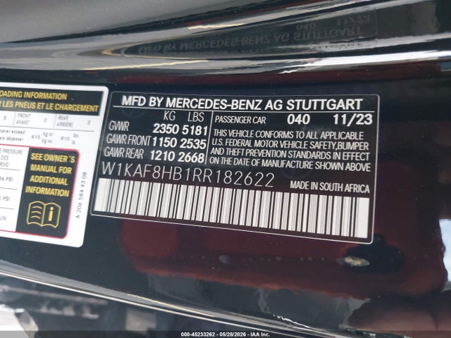 Продажа на аукционе авто 2024 Mercedes-benz Amg C 43 4matic, vin: W1KAF8HB1RR182622, номер лота: 45233262