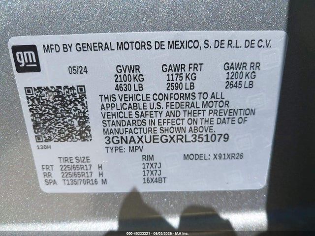 3GNAXUEGXRL351079 Chevrolet Equinox Awd Lt