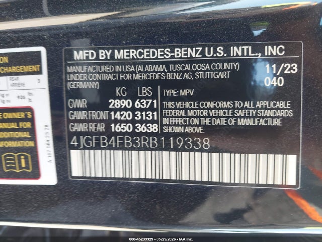 Продажа на аукционе авто 2024 Mercedes-benz Gle 350 4matic, vin: 4JGFB4FB3RB119338, номер лота: 45233329