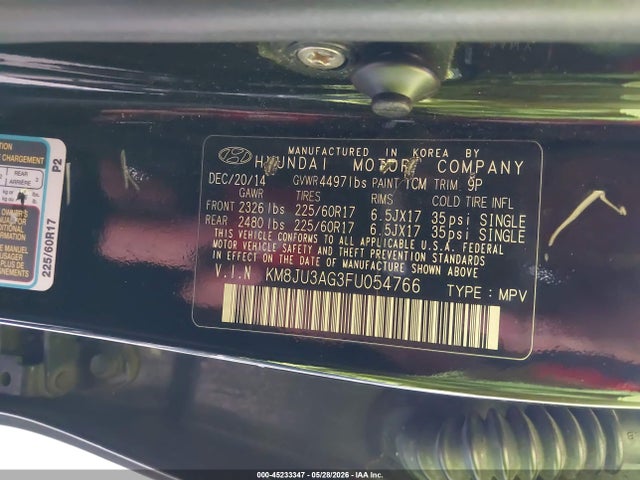Auction sale of the 2015 Hyundai Tucson Se, vin: KM8JU3AG3FU054766, lot number: 45233347
