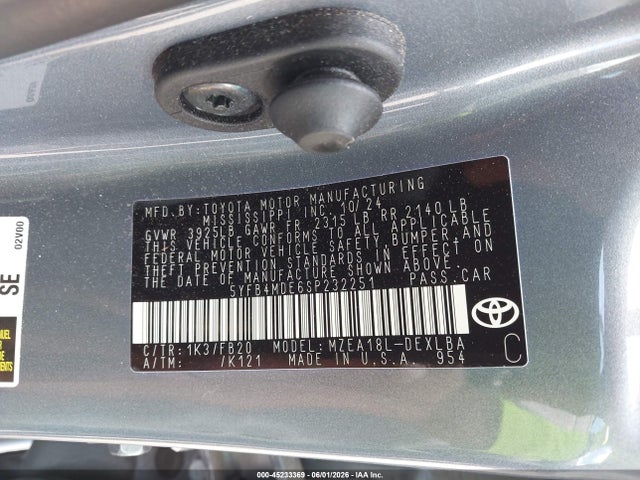 Toyota COROLLA LE 2025 5YFB4MDE6SP232251 Image 9