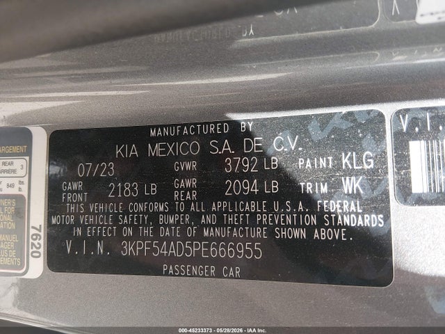 Продаж на аукціоні авто 2023 Kia Forte Gt-line, vin: 3KPF54AD5PE666955, номер лоту: 45233373