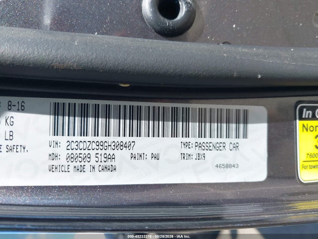 Продажа на аукционе авто 2016 Dodge Challenger Srt Hellcat, vin: 2C3CDZC99GH308407, номер лота: 45233376