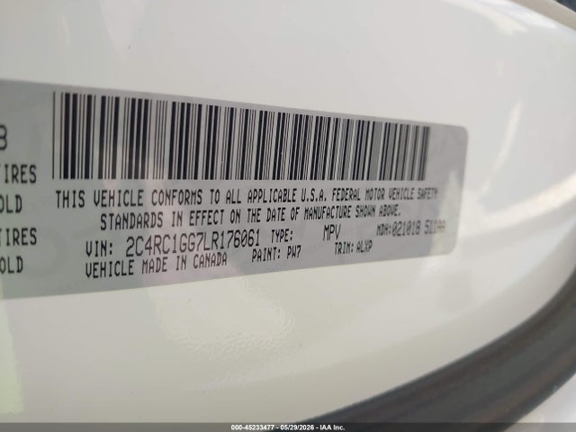 Продаж на аукціоні авто 2020 Chrysler Pacifica Limited, vin: 2C4RC1GG7LR176061, номер лоту: 45233477