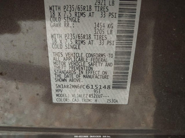 Nissan Pathfinder Sv 2015 5N1AR2MN6FC615148 Image 9