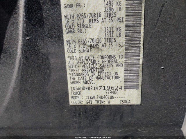 Nissan Frontier Sv 2018 1N6AD0ER2JN719624 Image 9