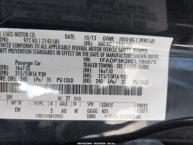 Продажа на аукционе авто 2014 Ford Focus Se, vin: 1FADP3K28EL180675, номер лота: 45233644