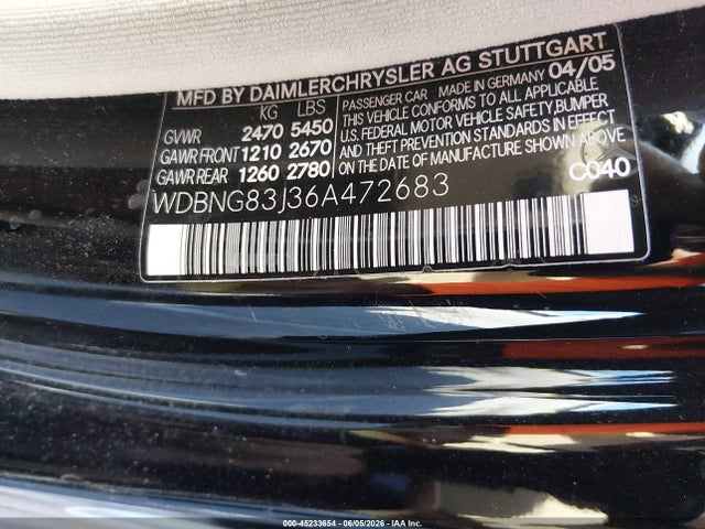 Auction sale of the 2006 Mercedes-benz S 430 4matic, vin: WDBNG83J36A472683, lot number: 45233654