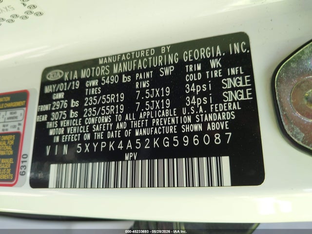 KIA Sorento 3.3l Sx 2019 5XYPK4A52KG596087 Image 9
