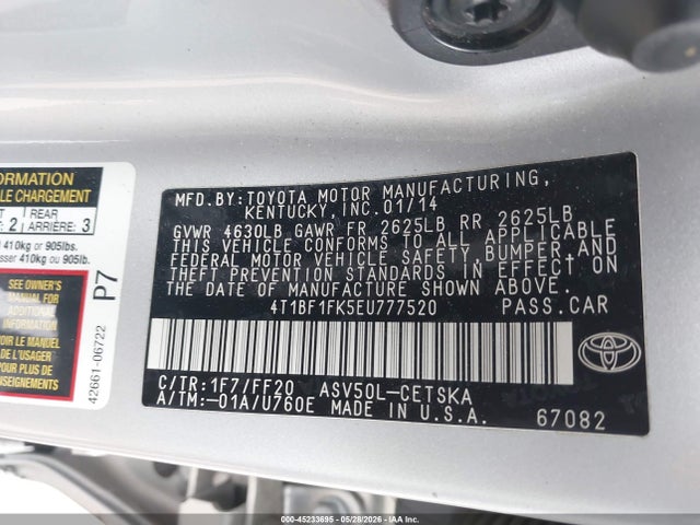 Toyota CAMRY SE 2014 4T1BF1FK5EU777520 Image 9