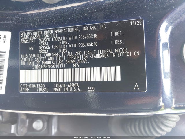 Toyota Highlander Xle 2023 5TDKDRAH1PS010131 Image 9
