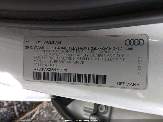45233705 :رقم المزاد ، WAUGFAFC6EN059579 vin ، 2014 Audi A6 2.0t Premium مزاد بيع