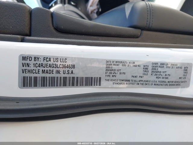 1C4RJEAG3LC364638 Jeep Grand Cherokee Altitude 4x2