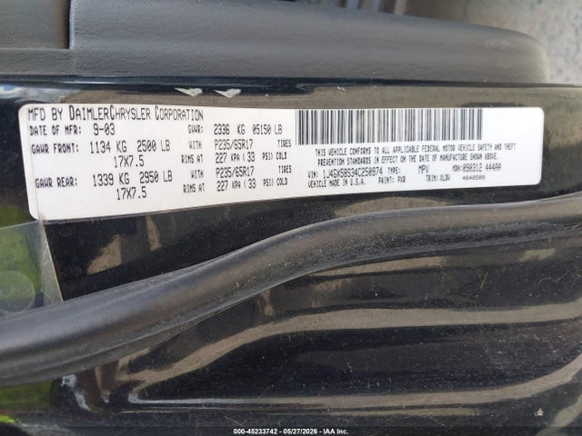 2004 Jeep Grand Cherokee Limited მანქანა იყიდება აუქციონზე, vin: 1J4GX58S34C250974, აუქციონის ნომერი: 45233742
