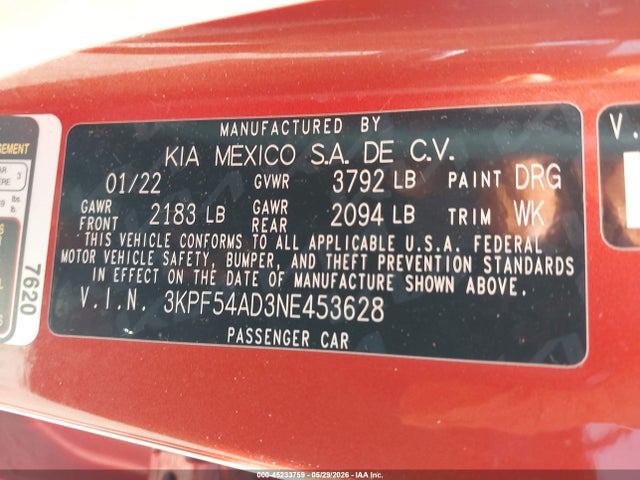 KIA Forte Gt-line 2022 3KPF54AD3NE453628 Image 9