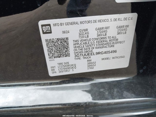 3GTUUEEL9RG405496 GMC Sierra 1500 4wd Short Box At4