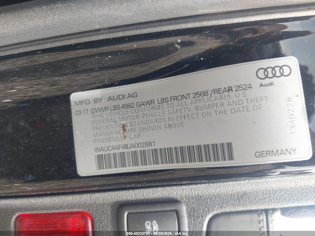 Продажа на аукционе авто 2018 Audi S4 3.0t Premium Plus, vin: WAUC4AF48JA002881, номер лота: 45233791