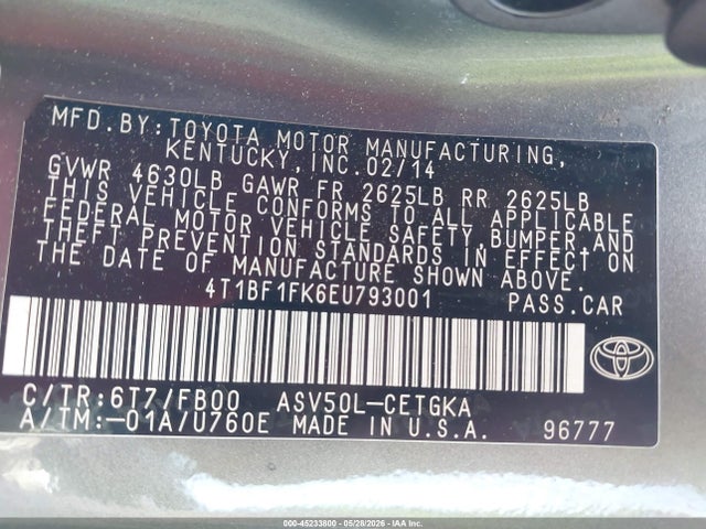 4T1BF1FK6EU793001 Toyota CAMRY XLE